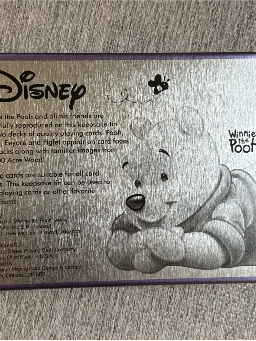 Disney Winnie the Pooh Collectible 3D Tin W 2 Decks /Sets Playing Cards Complete